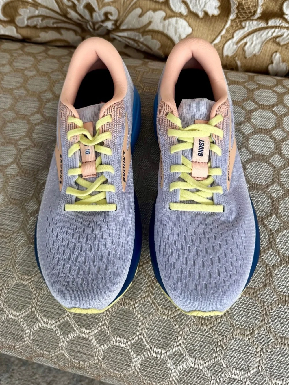 Women's Brooks Ghost 16 Haze/ Blueprint/ Peach - NWT - Size 8.5 B (medium)
